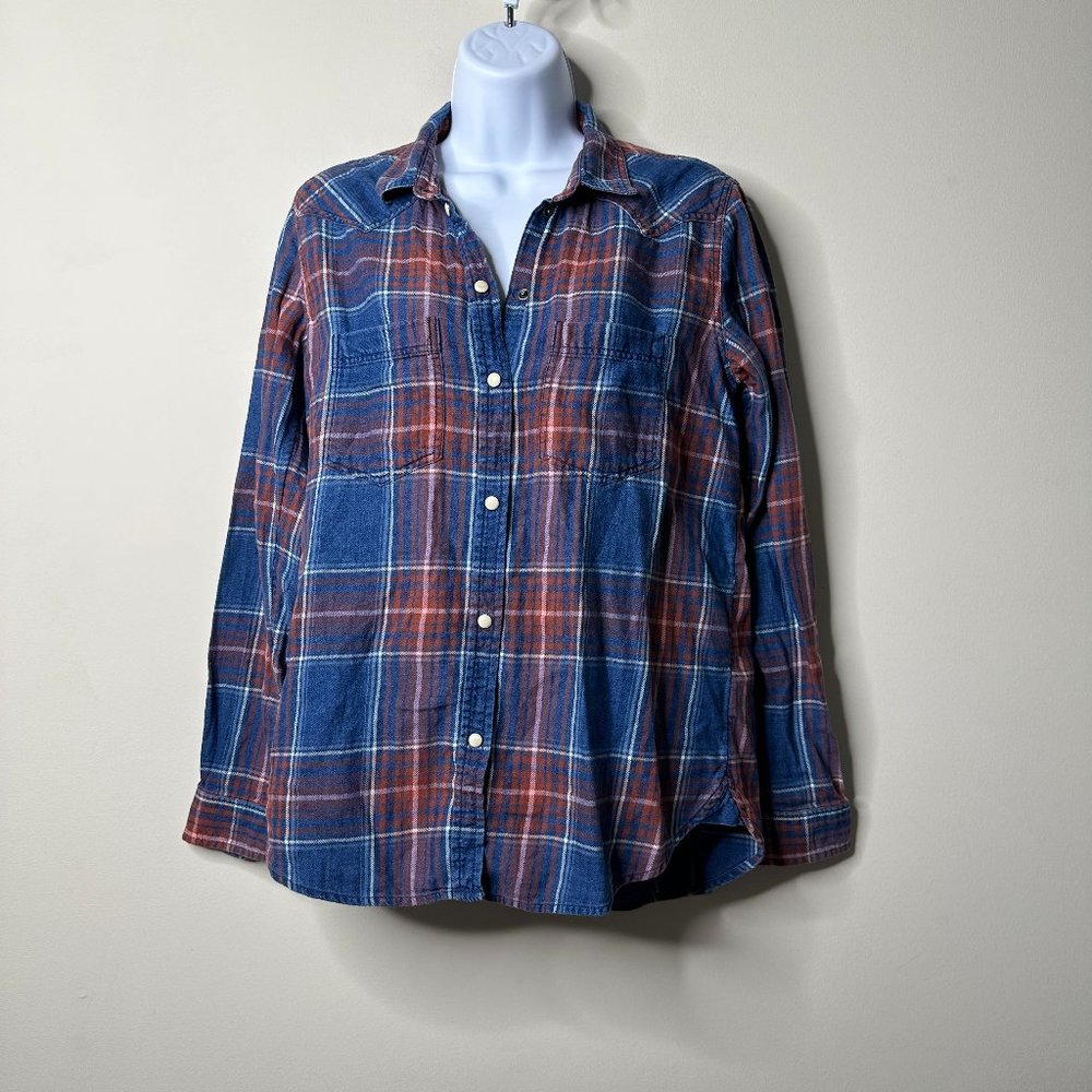American Eagle Red/Blue Plaid Button Front Shirt Women's Small